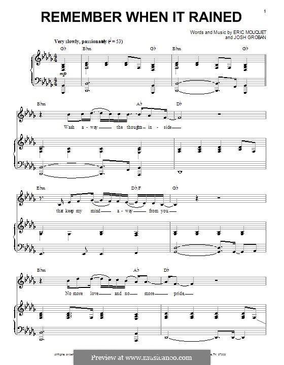 Remember When It Rained: Para vocais e piano (ou Guitarra) by Eric Mouquet