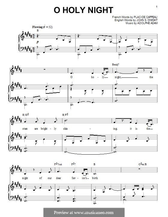 Vocal version (Printable scores): For voice and piano (or guitar) H Dur by Adolphe Adam
