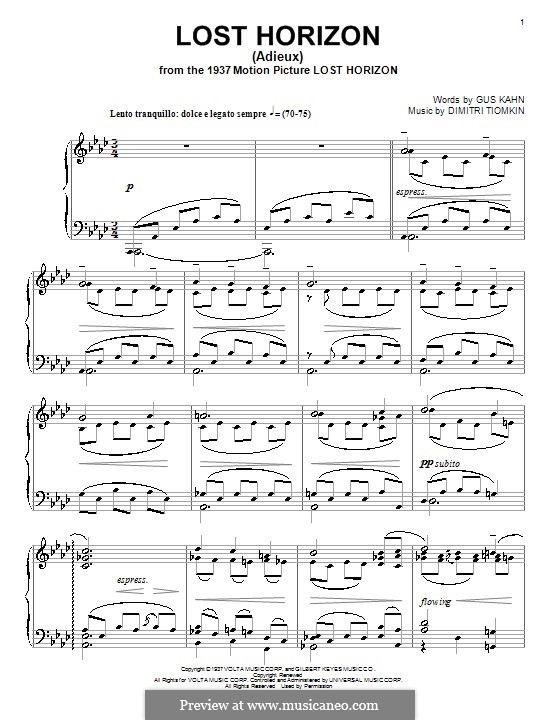 Lost Horizon: Para Piano by Dimitri Tiomkin
