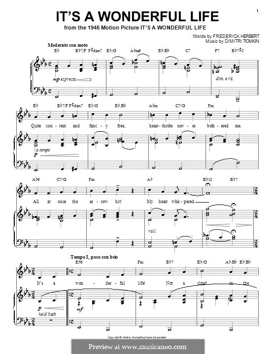 It's a Wonderful Life: Para vocais e piano (ou Guitarra) by Frederick Herbert