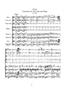 Concerto for Flute, Harp and Orchestra in C Major, K.299: Partitura completa by Wolfgang Amadeus Mozart