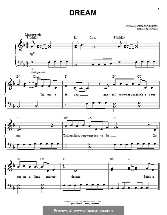 Dream (Miley Cyrus): Facil para o piano by John M Shanks, Kara DioGuardi