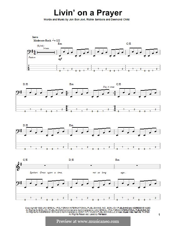 Guitar version: para baixo com guia by Desmond Child, Jon Bon Jovi, Richie Sambora