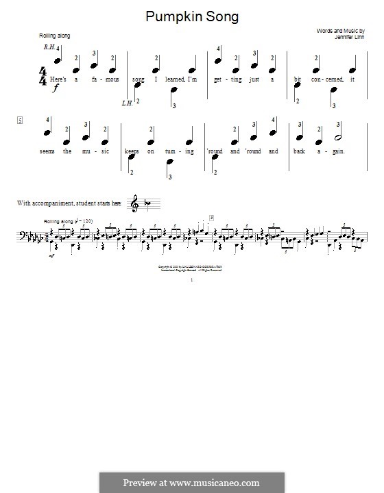 Pumpkin Song: para piano de quadro mãos by Jennifer Linn
