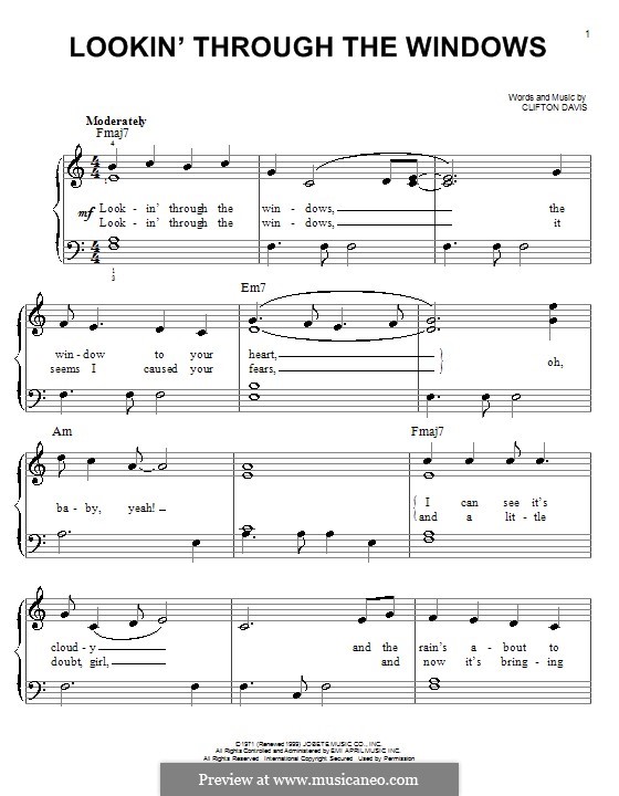 Lookin' Through the Windows (The Jackson 5): Facil para o piano by Clifton Davis