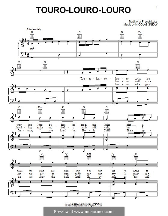 Touro-Louro-Louro: Para vocais e piano (ou Guitarra) by folklore