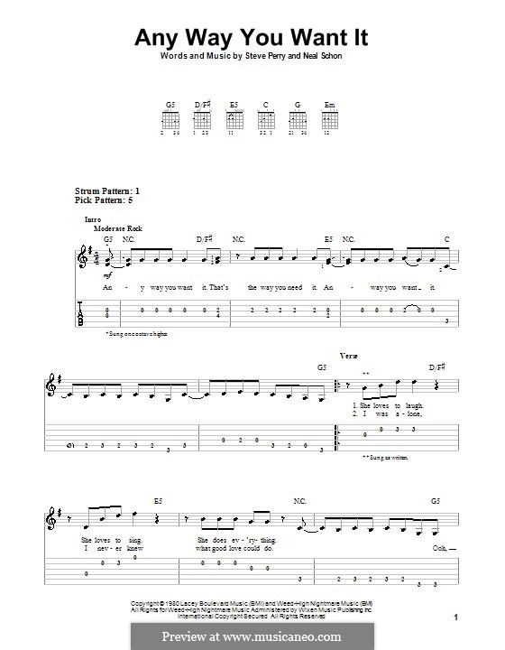 Any Way You Want It (Journey): Para guitarra (versão facil) by Neal Schon, Steve Perry