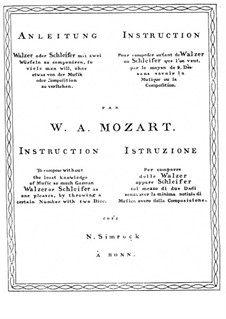 Musikalisches Würfelspiel, K.294d: Musikalisches Würfelspiel by Wolfgang Amadeus Mozart