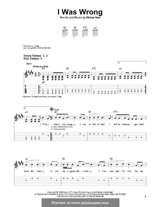 I Was Wrong (Social Distortion): Para guitarra (versão facil) by Michael Ness