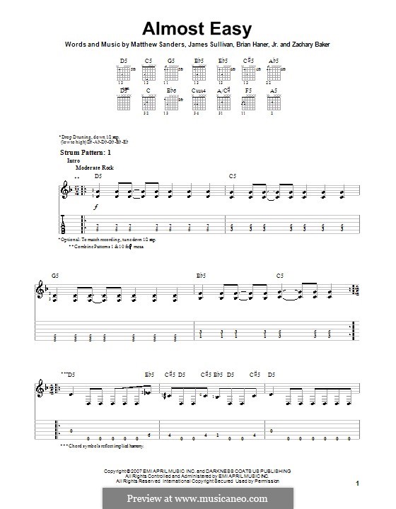 Almost Easy (Avenged Sevenfold): Para guitarra (versão facil) by Brian Haner Jr., James Sullivan, Matthew Sanders, Zachary Baker