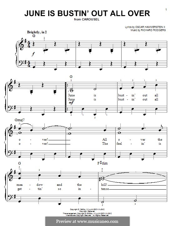 June is Bustin' Out All Over (from Carousel): Facil para o piano by Richard Rodgers