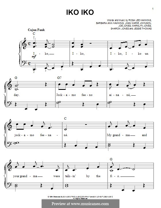 Iko Iko (The Dixie Cups) por B.A. Hawkins, J. Thomas, J.M. Johnson, J