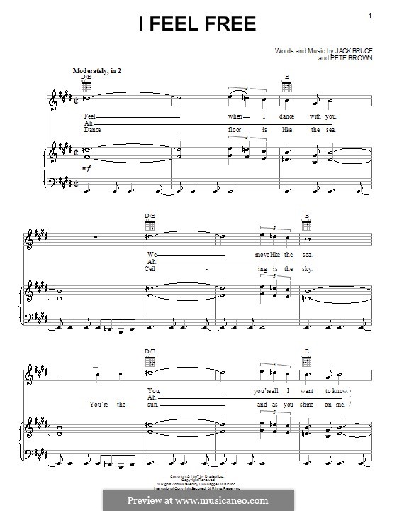 I Feel Free (Cream): Para vocais e piano (ou Guitarra) by Jack Bruce, Pete Brown