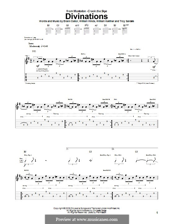 Divinations (Mastodon): Para guitarra com guia by Brann Dailor, Troy Sanders, William Hinds, William Kelliher