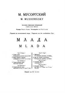 Mlada: Market Scene, March of Princes and Priests for choir and piano four hands by Modest Mussorgsky