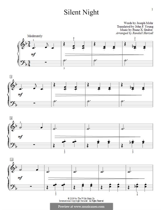 Piano version: em F Major by Franz Xaver Gruber