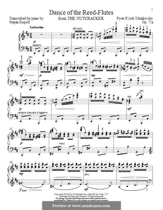 No.7 Dance of the Mirlitons: Para Piano by Pyotr Tchaikovsky