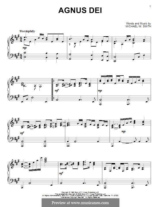 Agnus Dei: Para piano (A maior) by Michael W. Smith