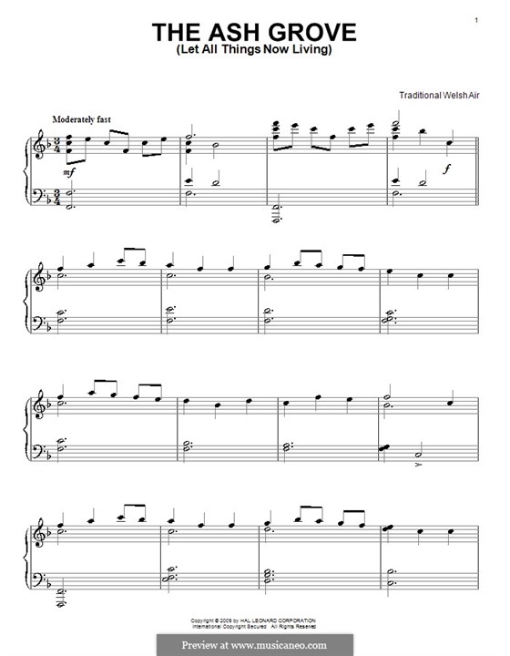 The Ash Grove: Para Piano by folklore