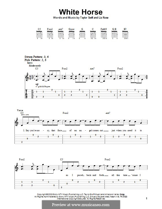 White Horse (Taylor Swift): Para guitarra (versão facil) by Liz Rose