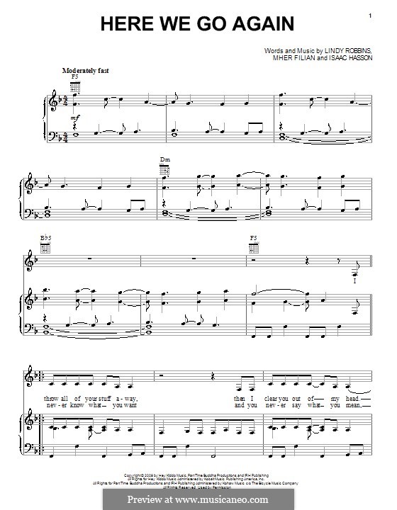 Here We Go Again (Demi Lovato): Para vocais e piano (ou Guitarra) by Isaac Hasson, Lindy Robbins, Mher Filian