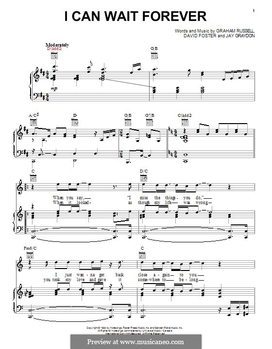 I Can Wait Forever (Air Supply): Para vocais e piano (ou Guitarra) by David Foster, Graham Russell, James Graydon