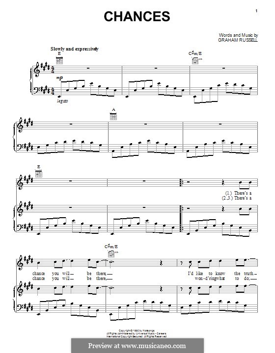 Chances (Air Supply): Para vocais e piano (ou Guitarra) by Graham Russell