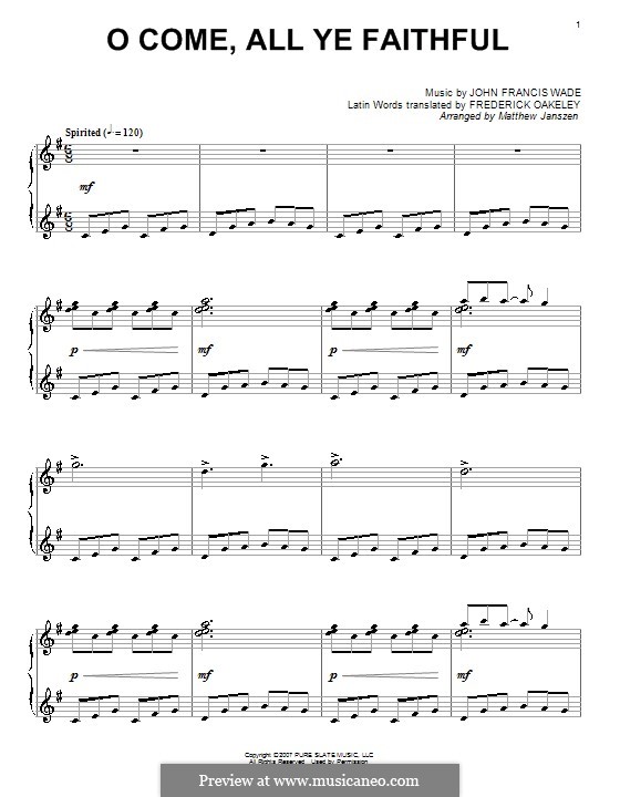 Piano version: para um único musico (Editado por H. Bulow) by John Francis Wade