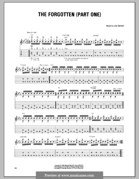 The Forgotten: Part I, for guitar with tab by Joe Satriani