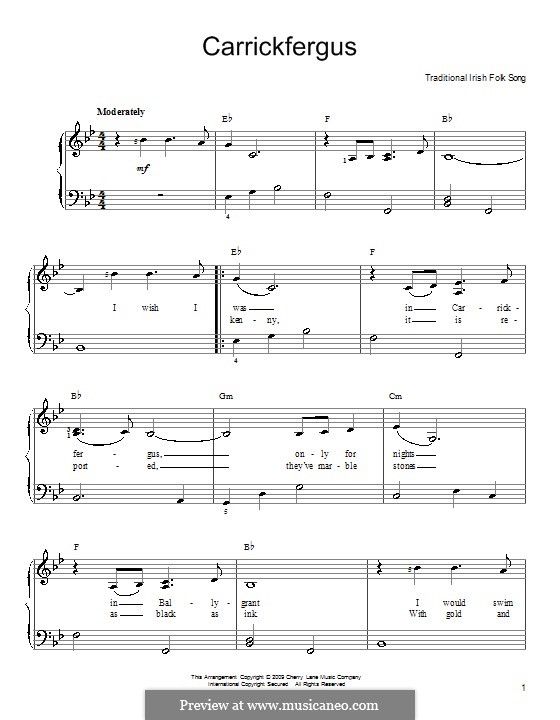 Carrickfergus: Facil para o piano by folklore