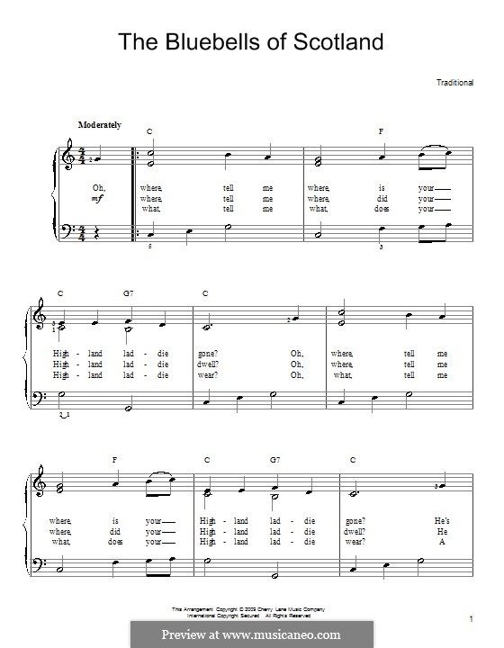The Blue Bells of Scotland: Facil para o piano by folklore