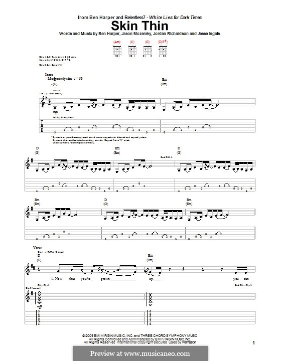 Skin Thin (Ben Harper and Relentless7): Para guitarra com guia by Jason Mozersky, Jesse Ingalls, Jordan Richardson