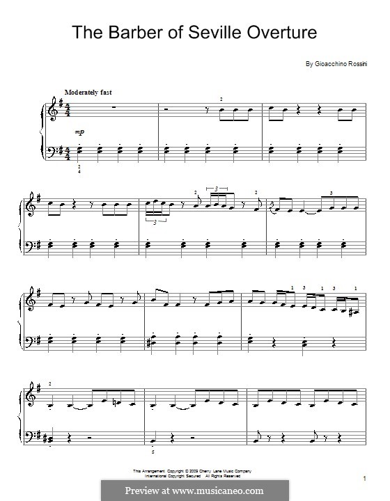 Overture: tema para piano by Gioacchino Rossini