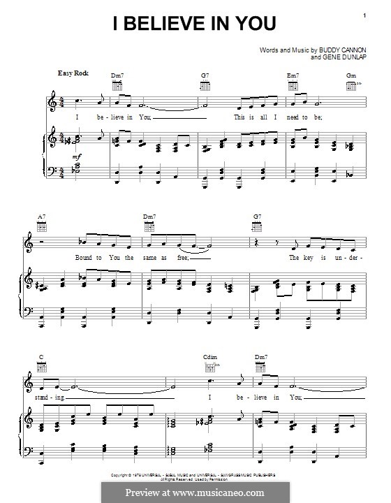I Believe in You (Mel Tillis): Para vocais e piano (ou Guitarra) by Buddy Cannon, Gene Dunlap