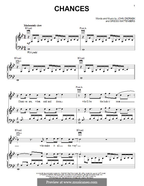 Chances (Five for Fighting): Para vocais e piano (ou Guitarra) by Gregg Wattenberg, John Ondrasik