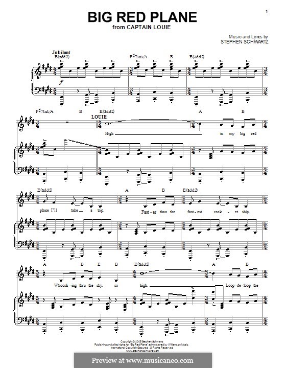 Big Red Plane: Para vocais e piano (ou Guitarra) by Stephen Schwartz