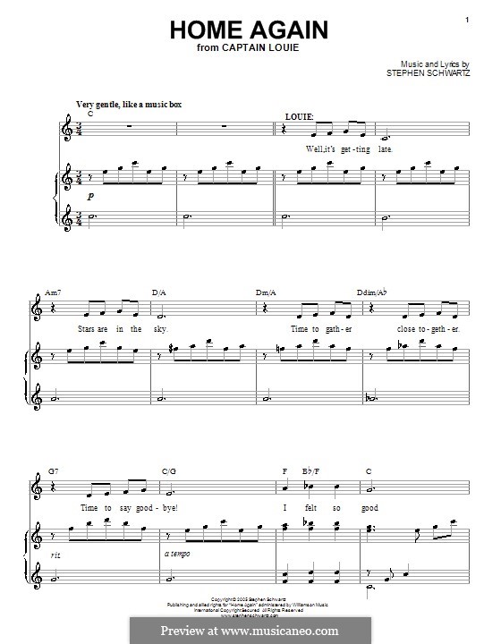 Home Again: Para vocais e piano (ou Guitarra) by Stephen Schwartz
