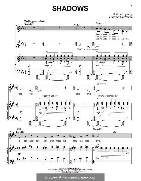 Shadows: Para vocais e piano (ou Guitarra) by Stephen Schwartz