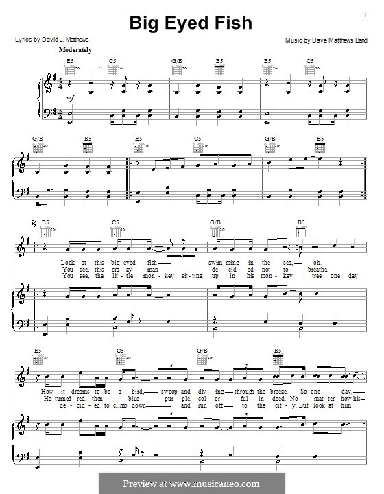 Big Eyed Fish (Dave Matthews Band): Para vocais e piano (ou Guitarra) by David J. Matthews