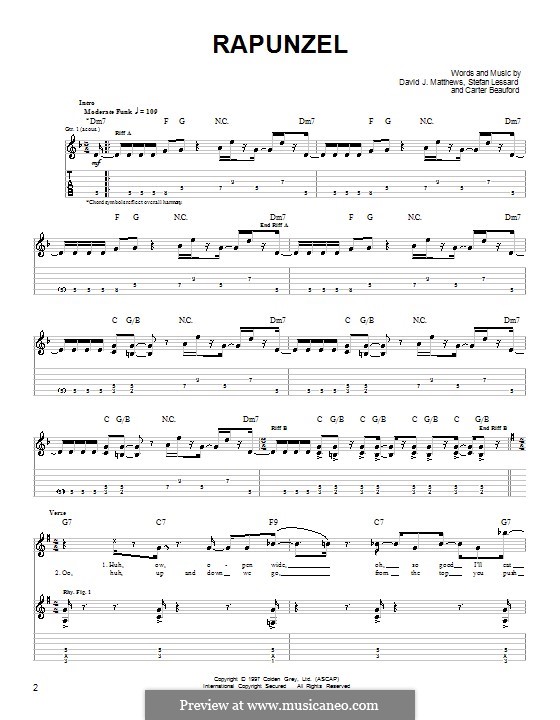 Rapunzel (Dave Matthews Band): Para guitarra (versão facil) by Carter Beauford, David J. Matthews, Stefan Lessard