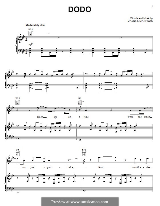 Dodo: Para vocais e piano (ou Guitarra) by David J. Matthews