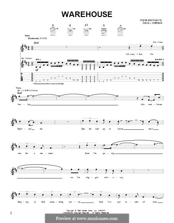Warehouse (Dave Matthews Band): Para guitarra (versão facil) by David J. Matthews