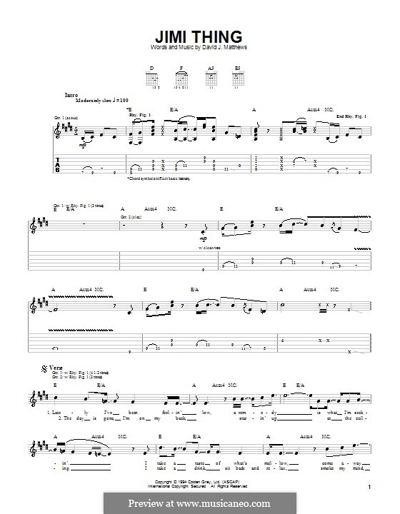 Jimi Thing (Dave Matthews Band): Para guitarra com guia by David J. Matthews