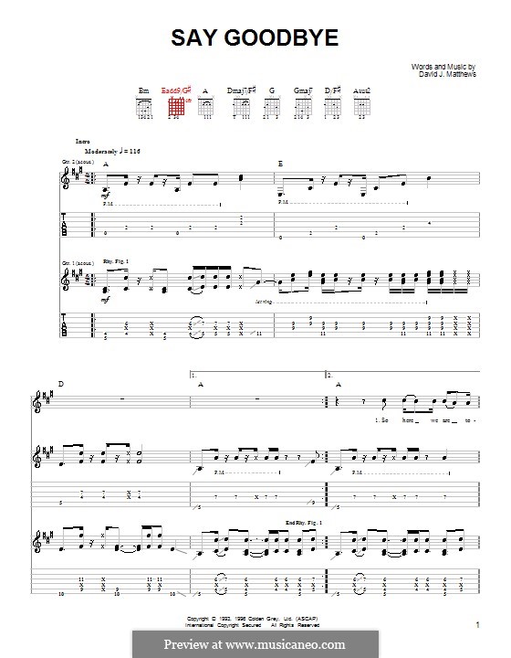Say Goodbye (Dave Matthews Band): Para guitarra com guia by David J. Matthews