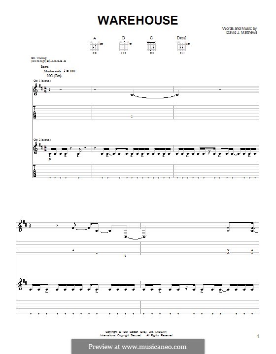 Warehouse (Dave Matthews Band): Para guitarra com guia by David J. Matthews