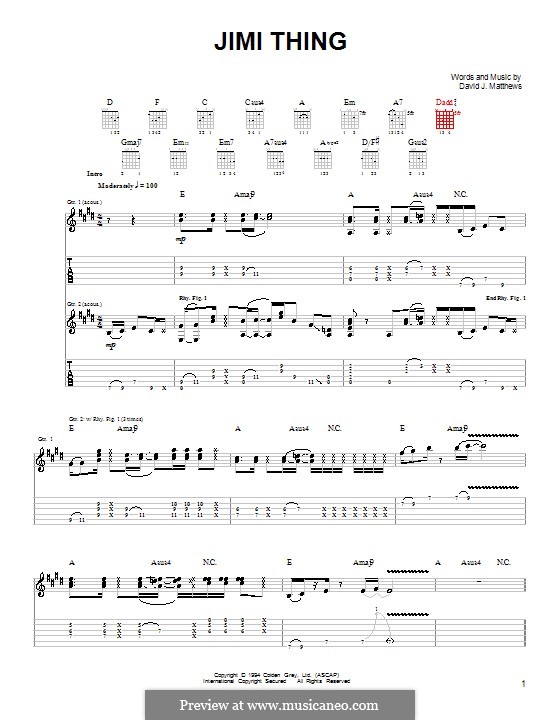 Jimi Thing (Dave Matthews Band): Para guitarra com guia by David J. Matthews