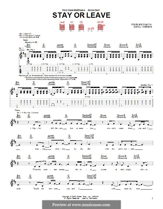 Stay or Leave: Para guitarra com guia by David J. Matthews