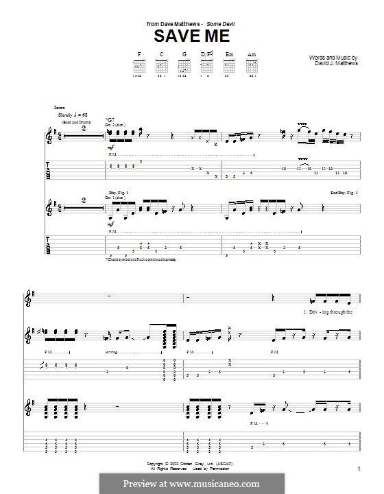 Save Me: Para guitarra com guia by David J. Matthews