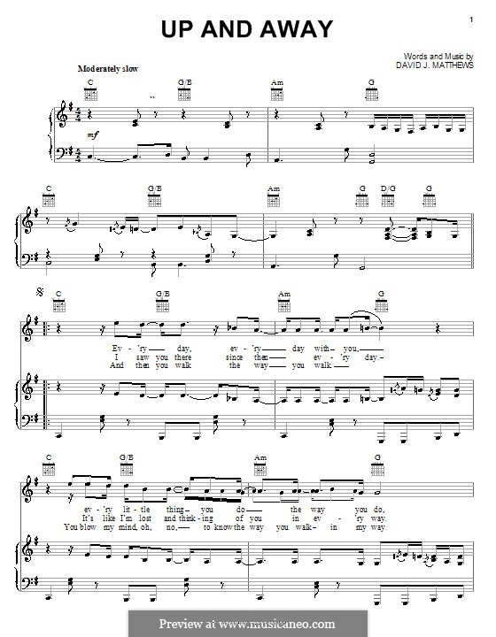 Up and Away: Para vocais e piano (ou Guitarra) by David J. Matthews