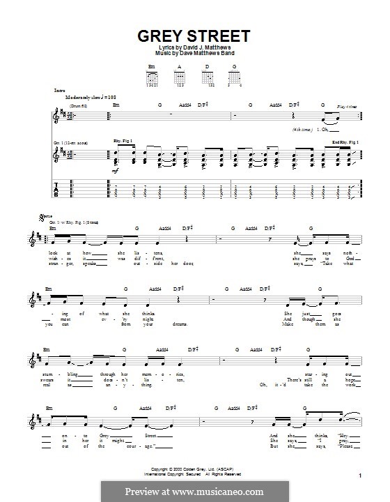 Grey Street (Dave Matthews Band): Para guitarra com guia by David J. Matthews